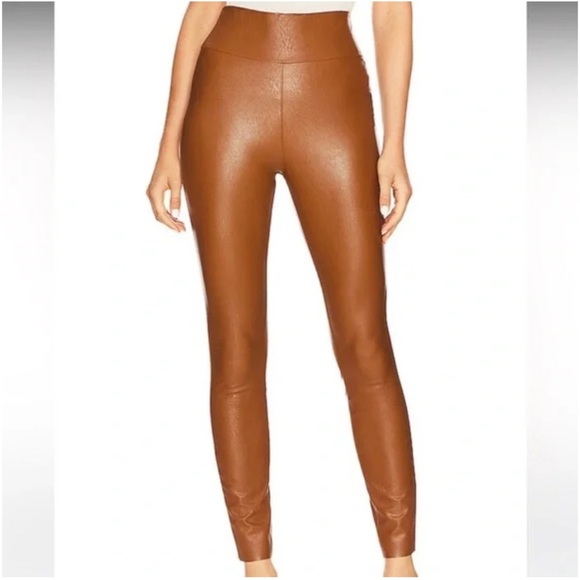 PAIGE Sheena Faux Leather Leggings in Argan New with Tags - Picture 4 of 9